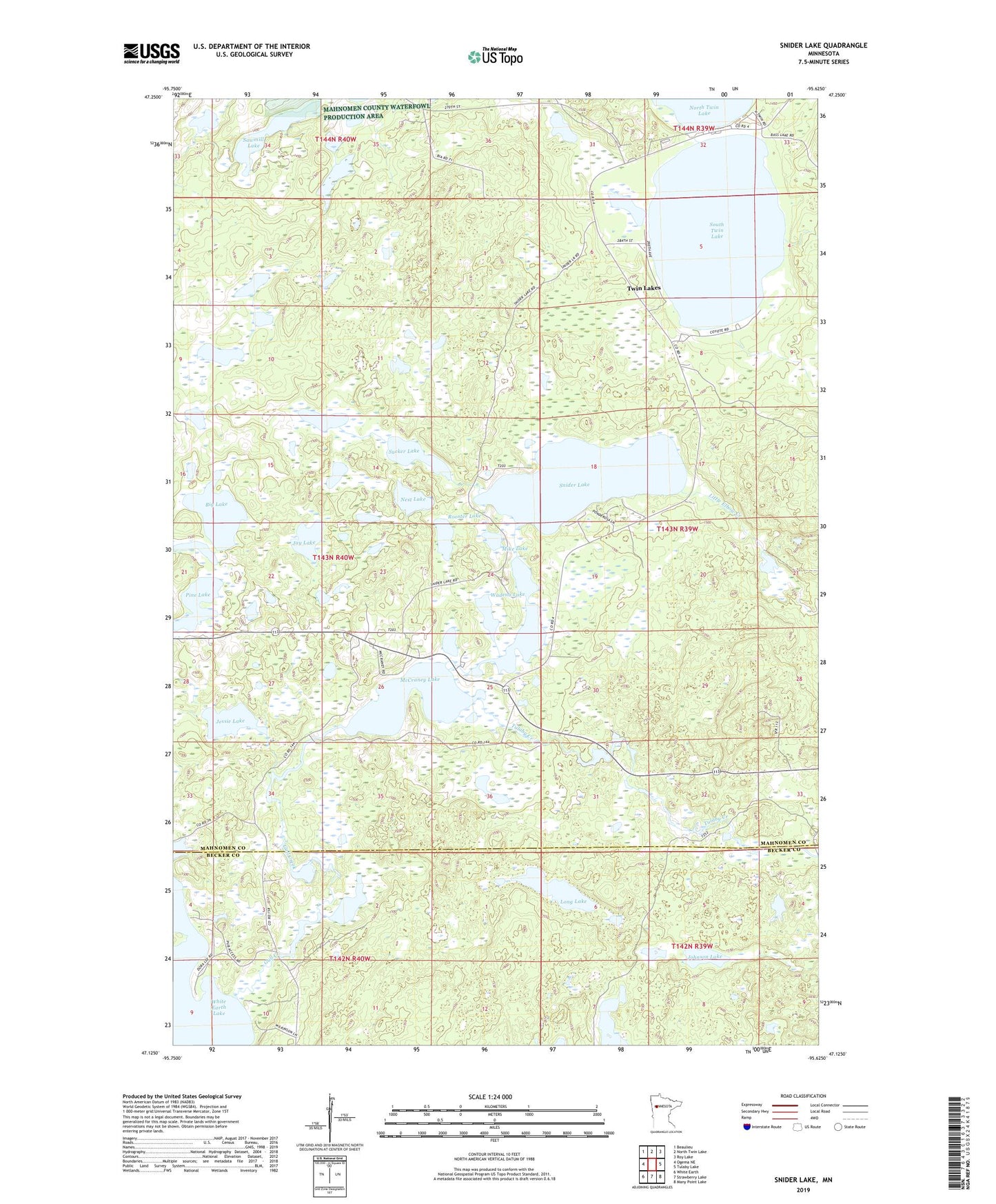 Snider Lake Minnesota US Topo Map Image