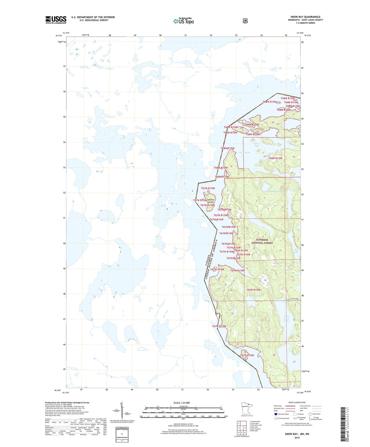 Snow Bay Minnesota US Topo Map Image