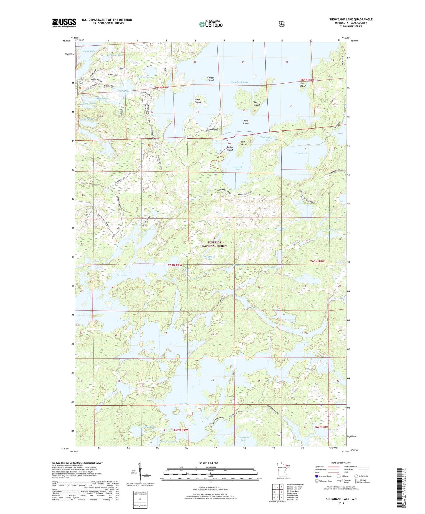 Snowbank Lake Minnesota US Topo Map Image