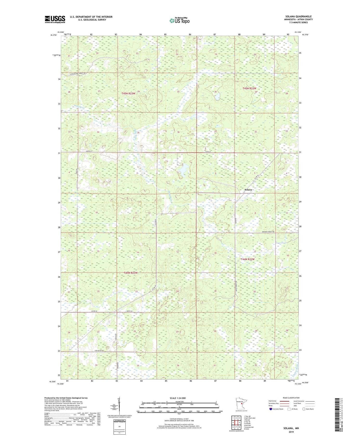 Solana Minnesota US Topo Map Image