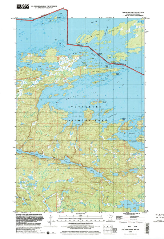 Classic USGS Soldier Point Minnesota 7.5'x7.5' Topo Map Image