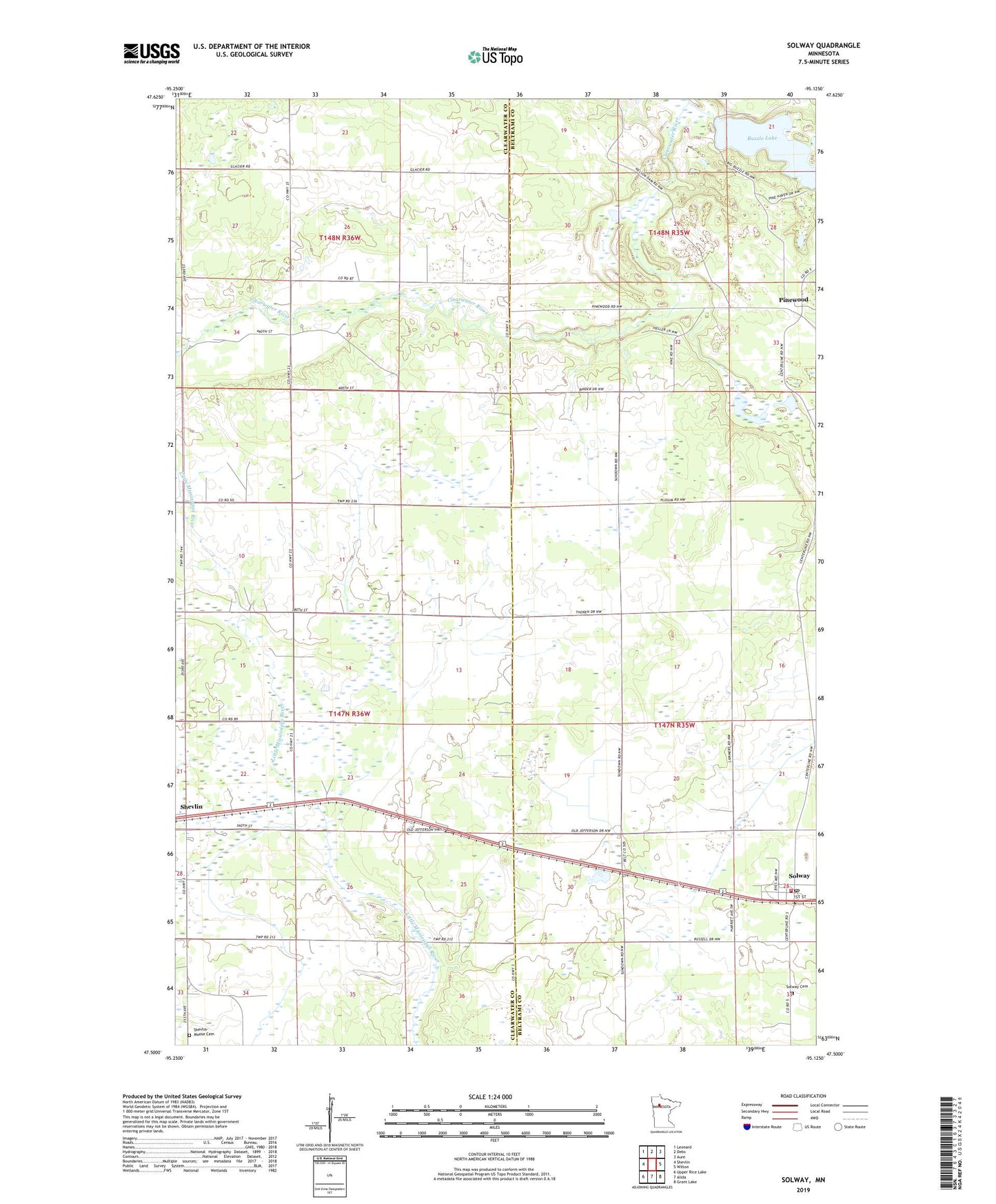 Solway Minnesota US Topo Map Image
