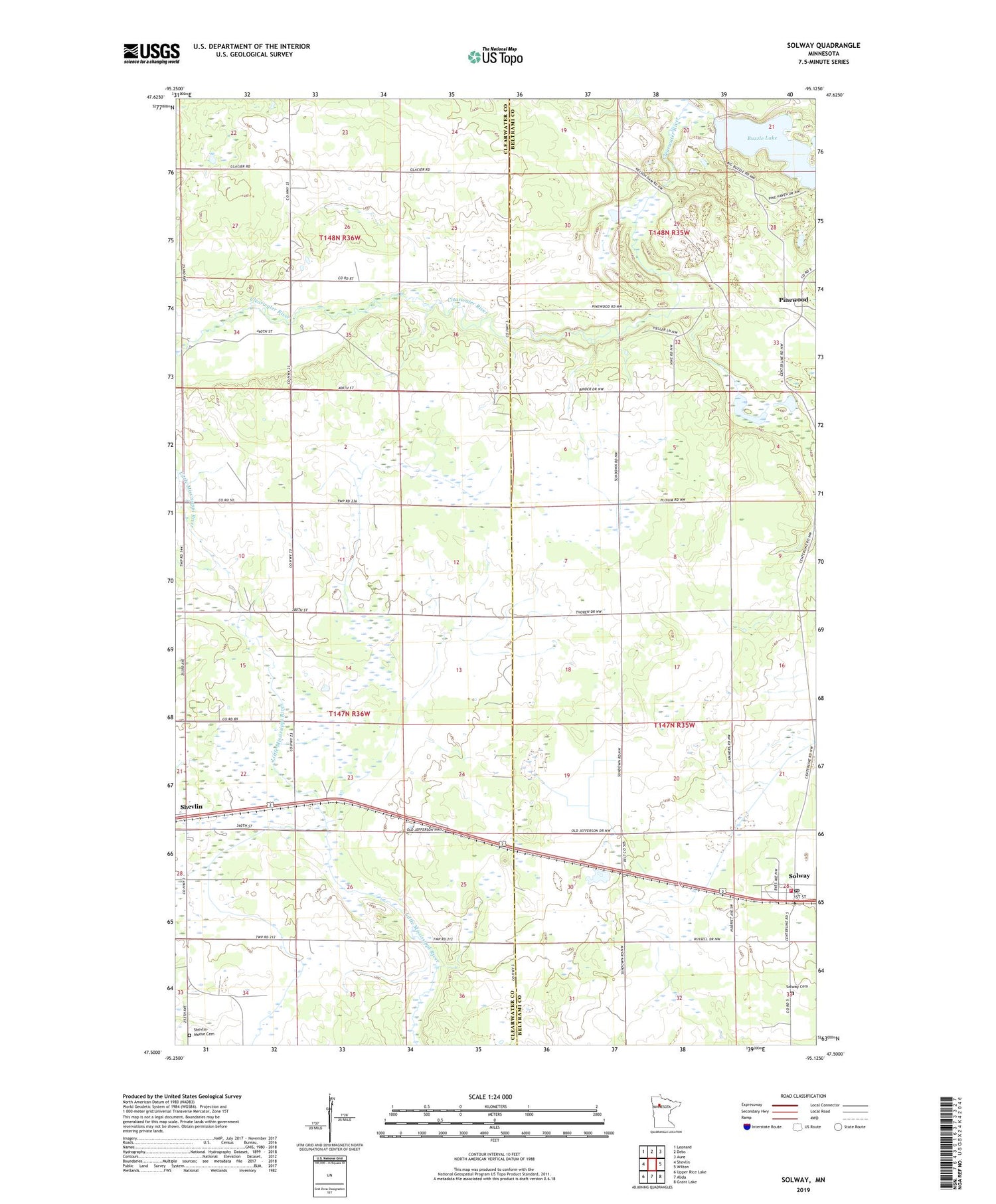 Solway Minnesota US Topo Map Image