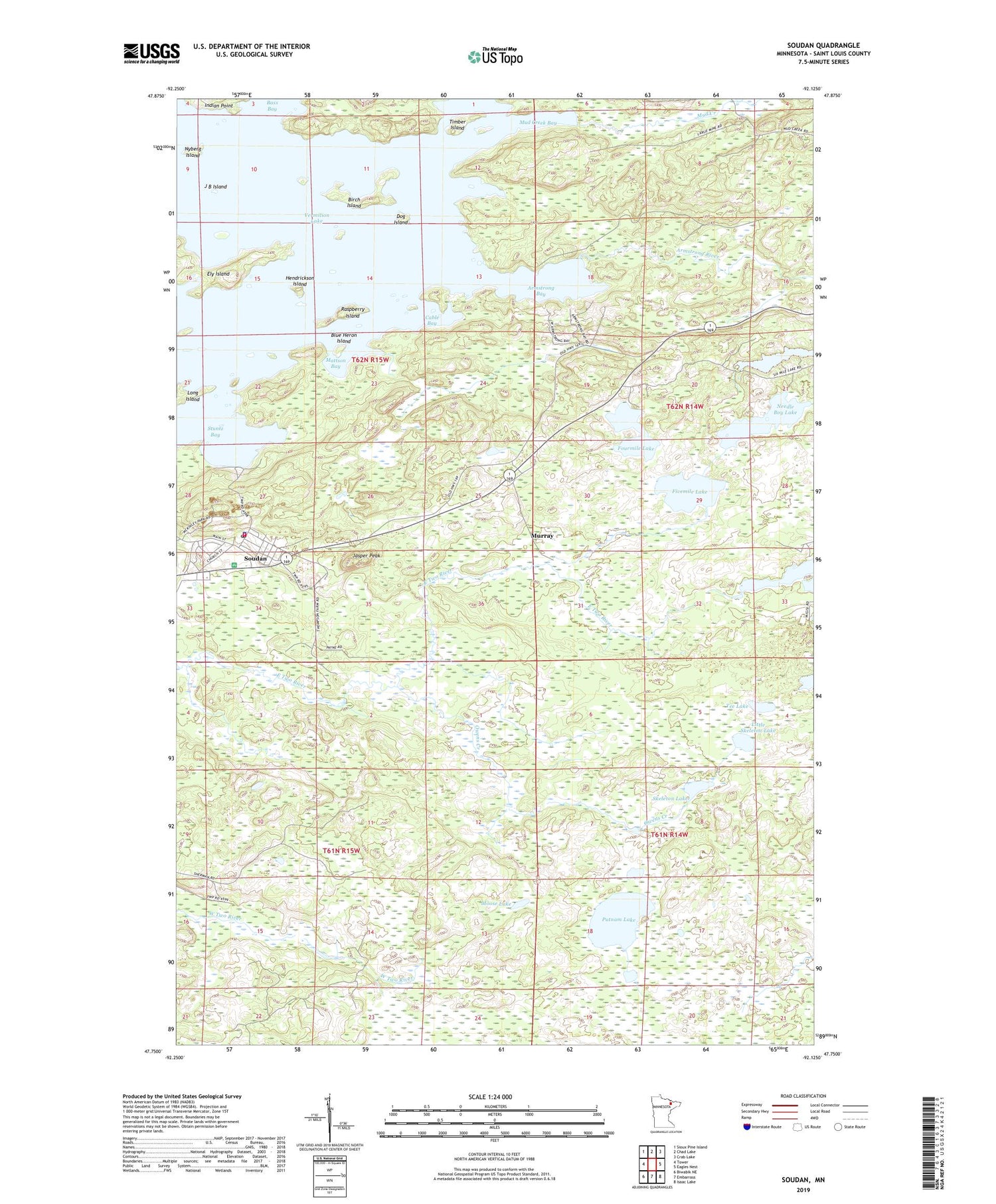 Soudan Minnesota US Topo Map Image