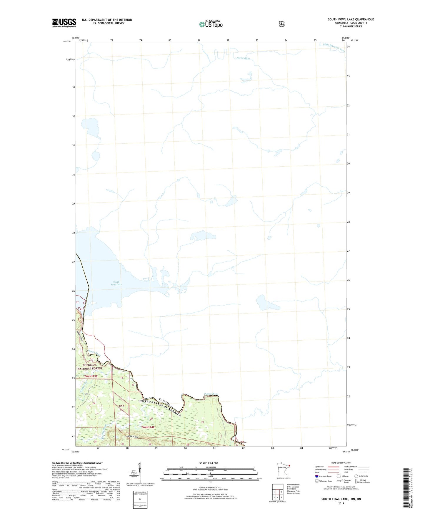 South Fowl Lake Minnesota US Topo Map Image