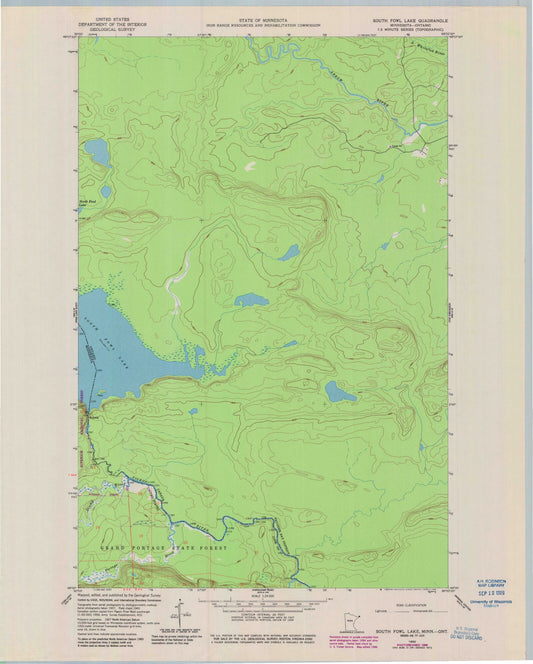 Classic USGS South Fowl Lake Minnesota 7.5'x7.5' Topo Map Image