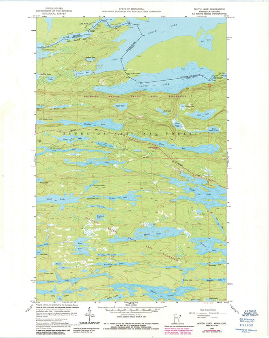 Classic USGS South Lake Minnesota 7.5'x7.5' Topo Map Image