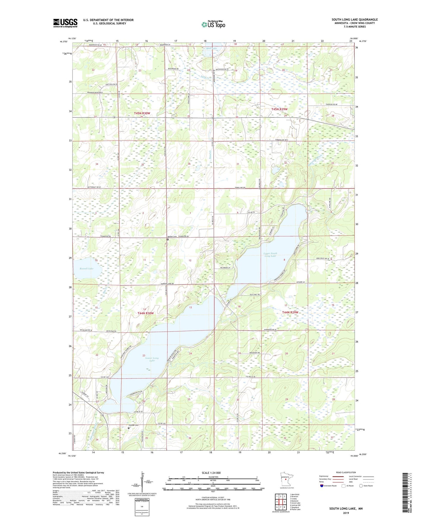 South Long Lake Minnesota US Topo Map Image