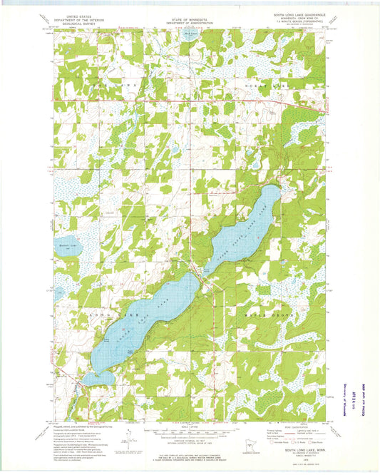 Classic USGS South Long Lake Minnesota 7.5'x7.5' Topo Map Image