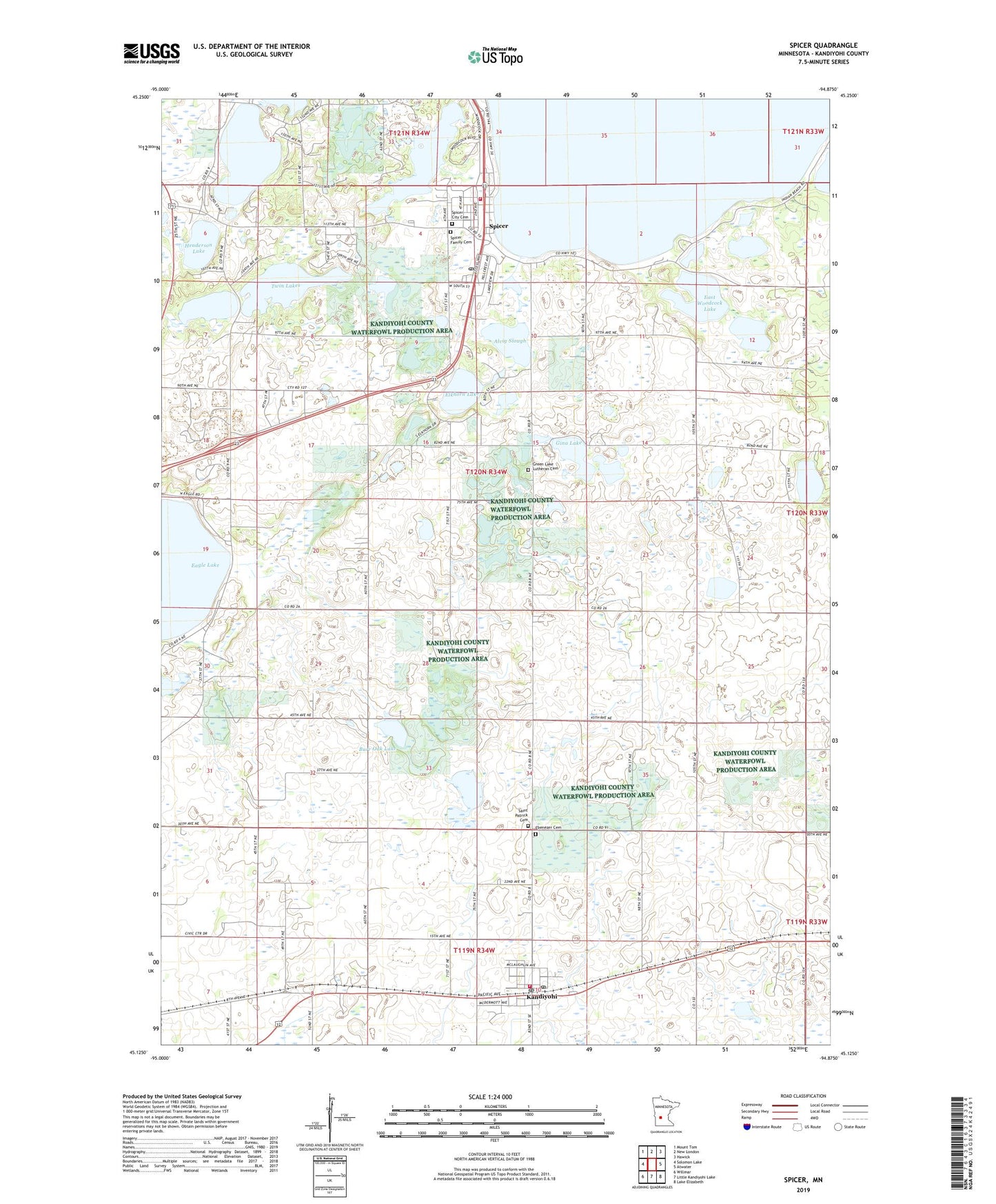 Spicer Minnesota US Topo Map Image