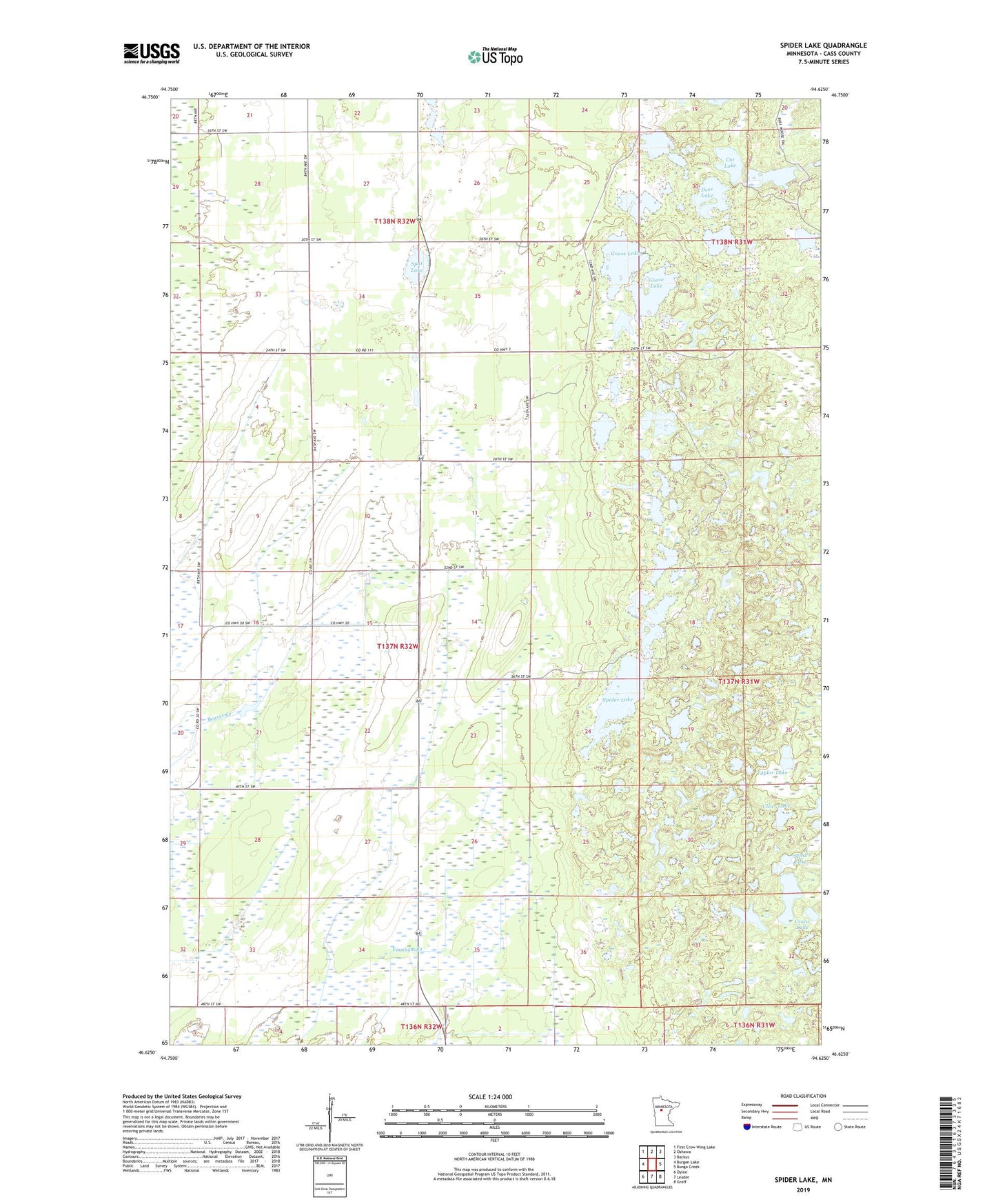 Spider Lake Minnesota US Topo Map Image