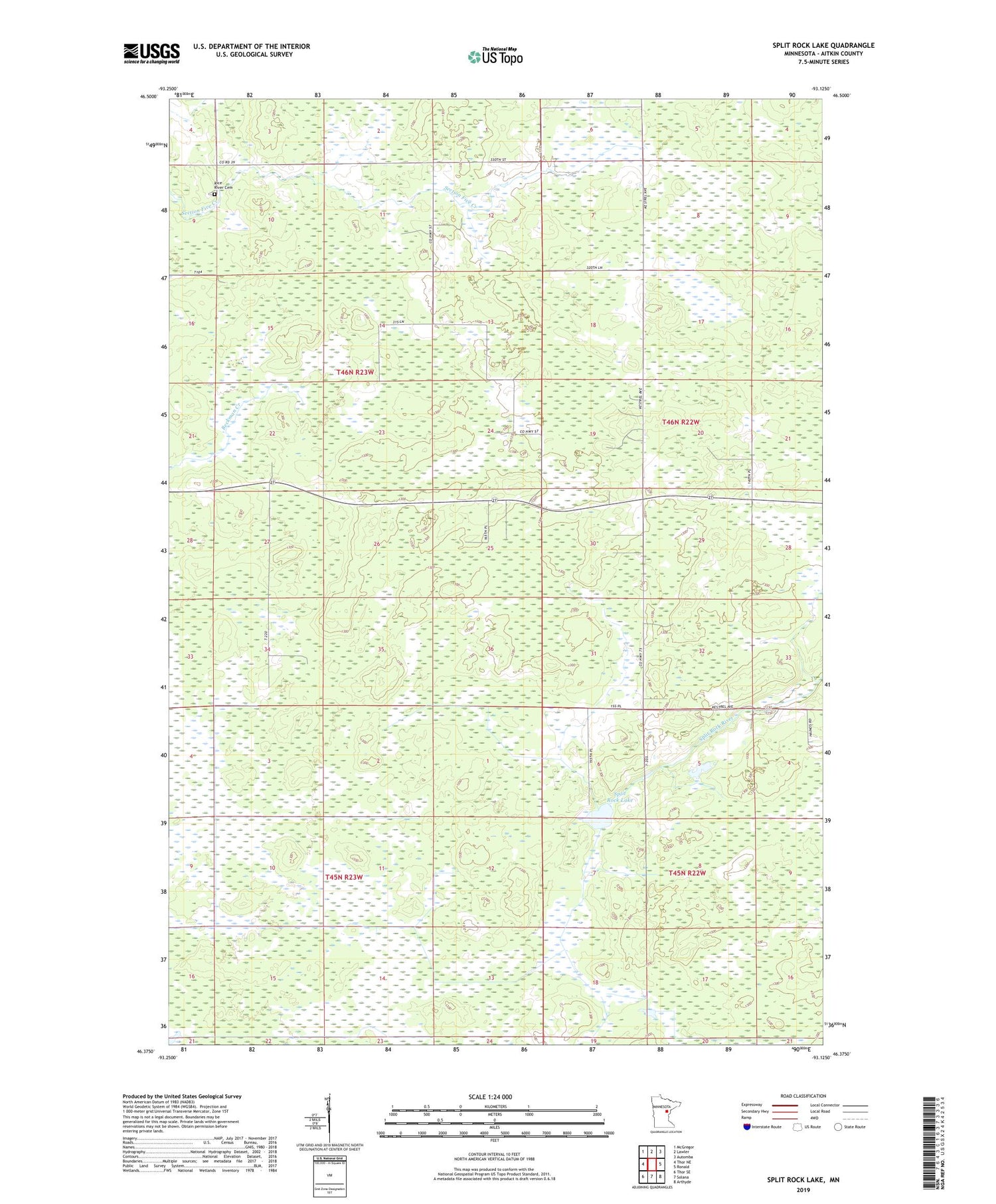 Split Rock Lake Minnesota US Topo Map Image