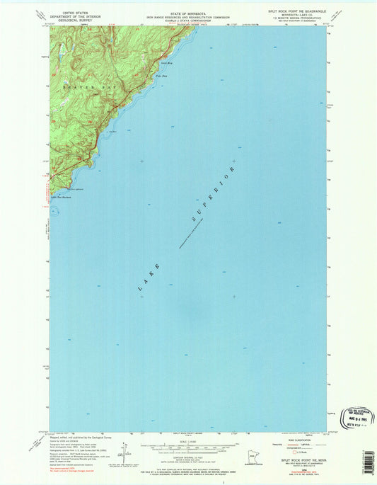 Classic USGS Split Rock Point NE Minnesota 7.5'x7.5' Topo Map Image