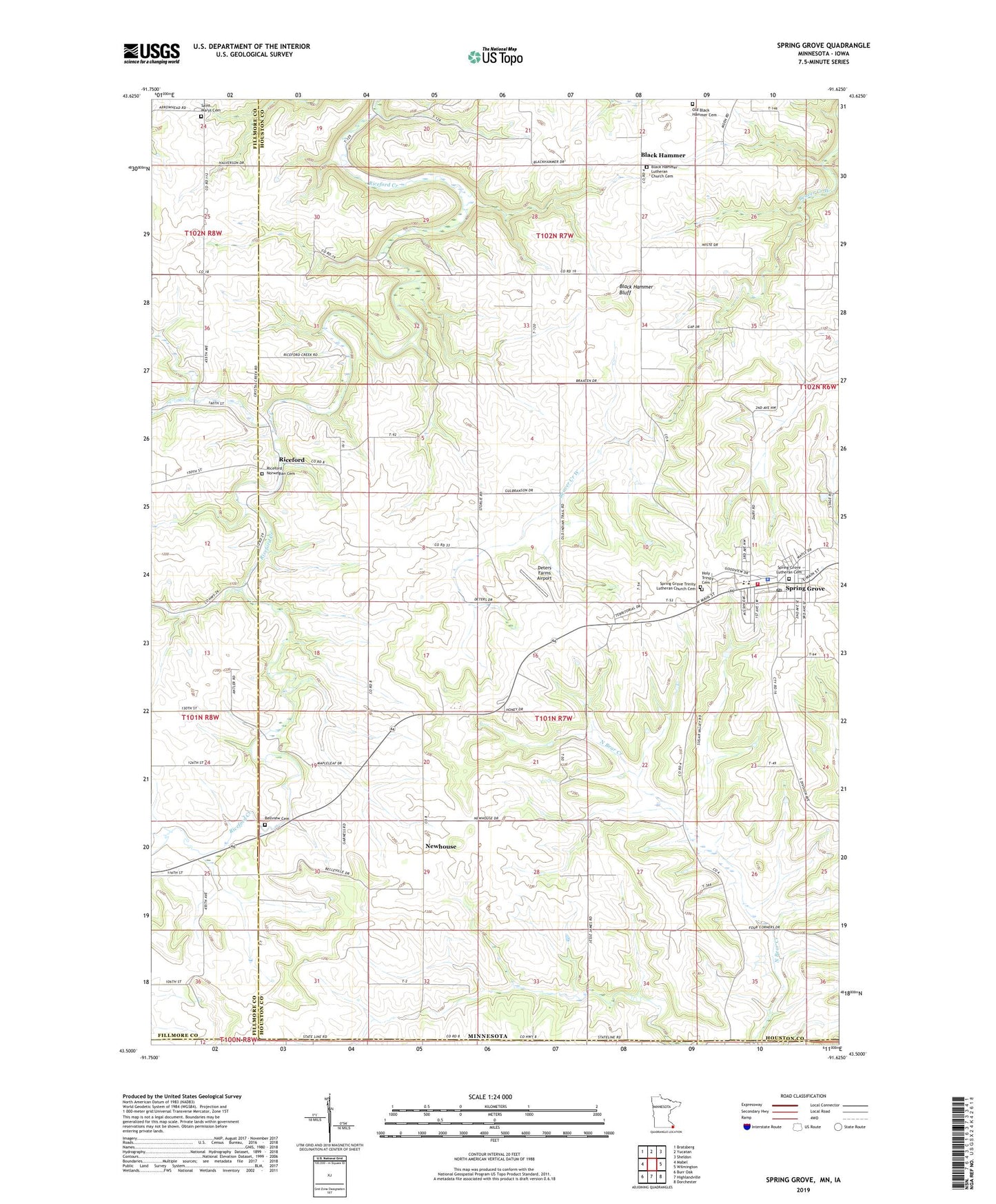 Spring Grove Minnesota US Topo Map Image