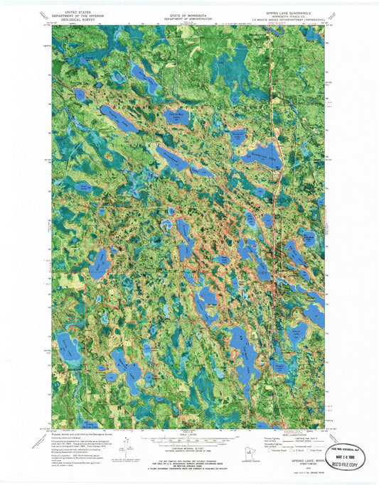 Classic USGS Spring Lake Minnesota 7.5'x7.5' Topo Map Image