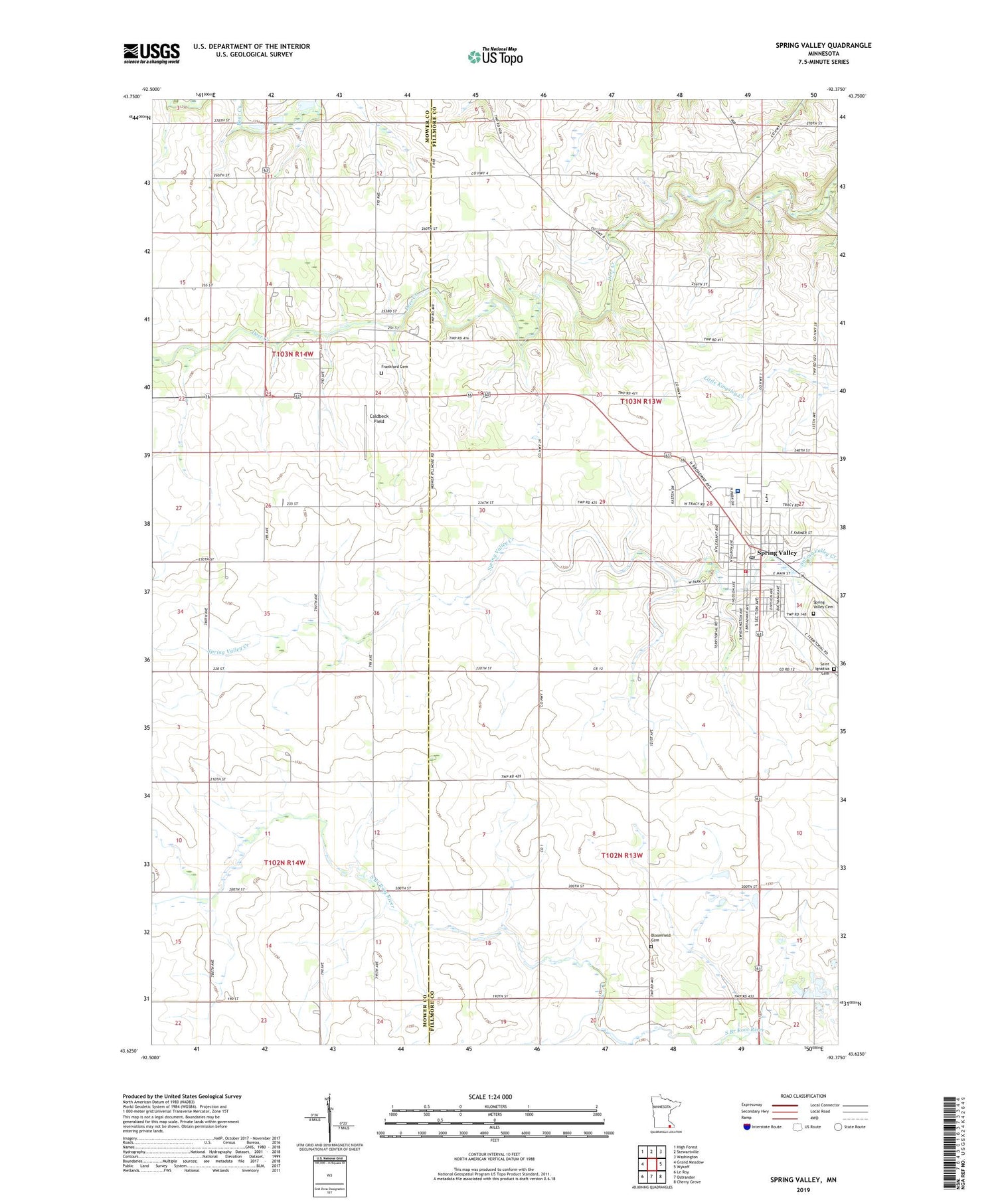 Spring Valley Minnesota US Topo Map Image