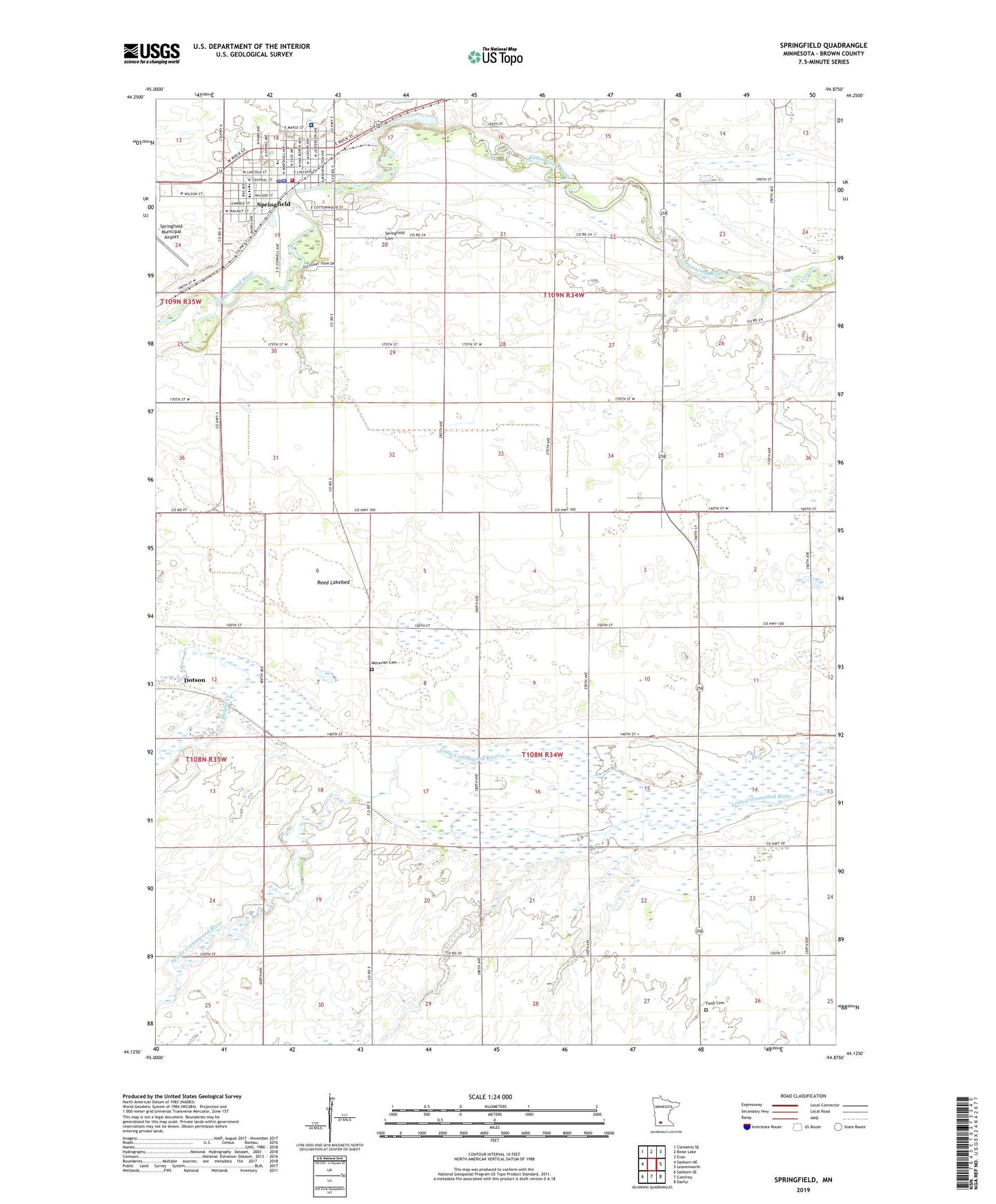 Springfield Minnesota US Topo Map Image
