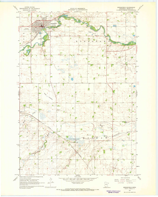 Classic USGS Springfield Minnesota 7.5'x7.5' Topo Map Image
