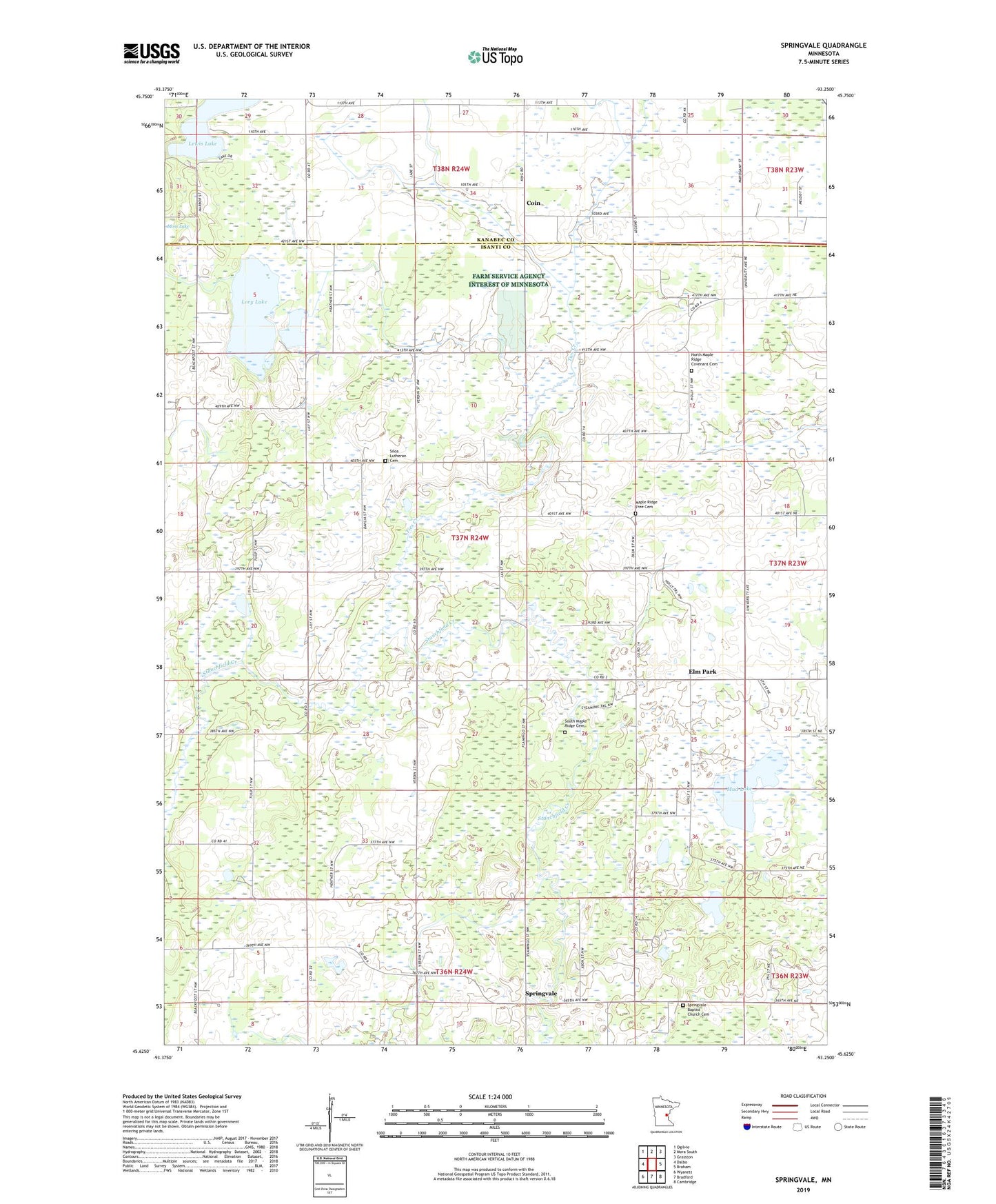 Springvale Minnesota US Topo Map Image