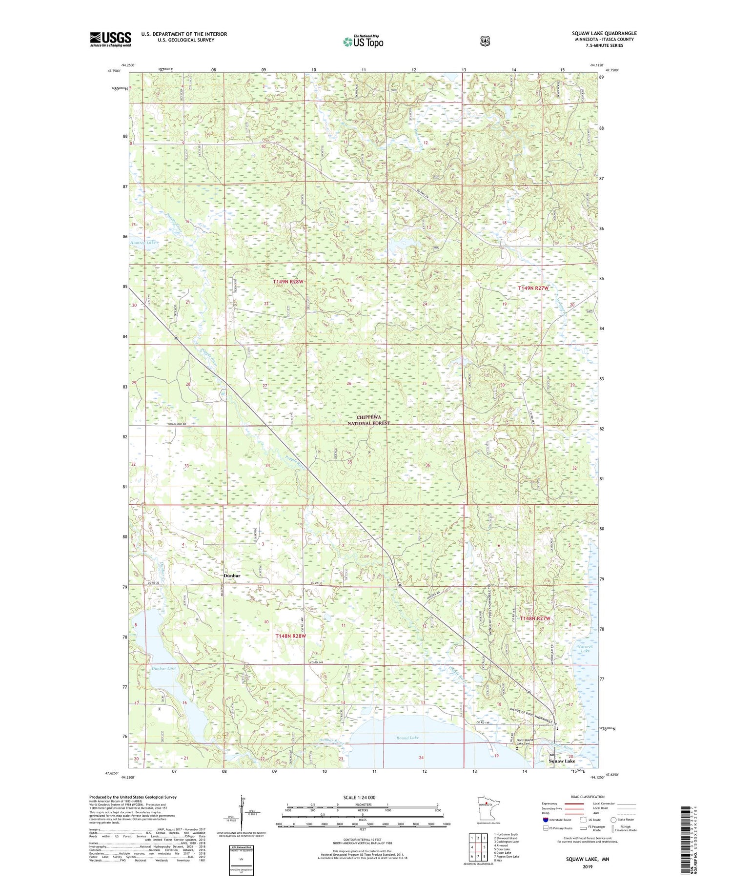 Squaw Lake Minnesota US Topo Map Image