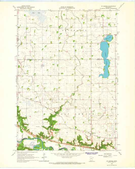 Classic USGS Saint George Minnesota 7.5'x7.5' Topo Map Image