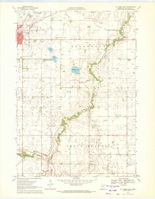 Classic USGS Saint James East Minnesota 7.5'x7.5' Topo Map Image