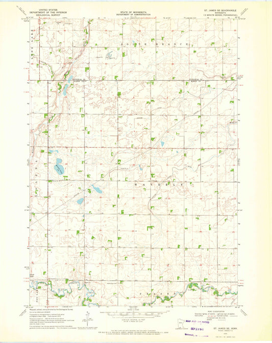 Classic USGS Saint James SE Minnesota 7.5'x7.5' Topo Map Image