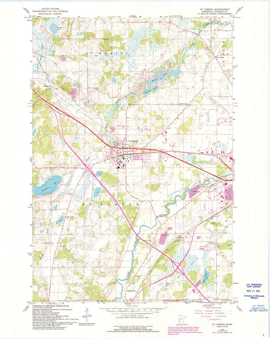 Classic USGS Saint Joseph Minnesota 7.5'x7.5' Topo Map Image