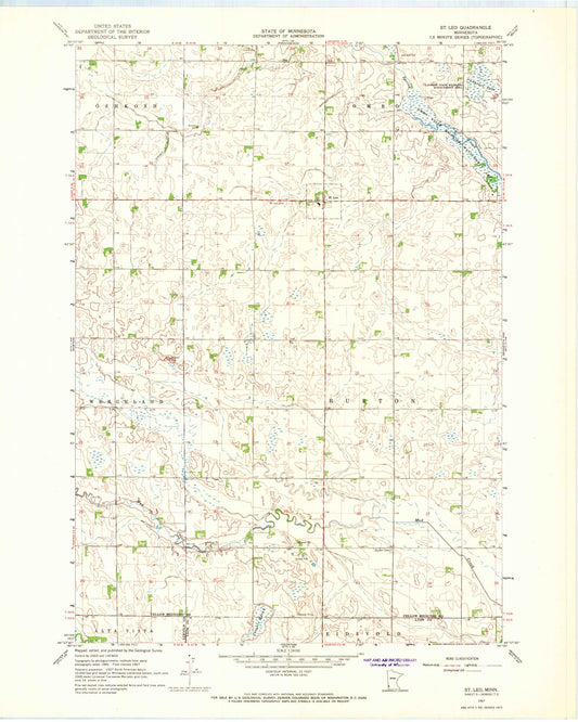 Classic USGS Saint Leo Minnesota 7.5'x7.5' Topo Map Image