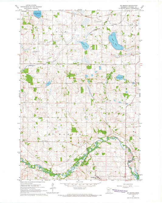 Classic USGS Saint Martin Minnesota 7.5'x7.5' Topo Map Image