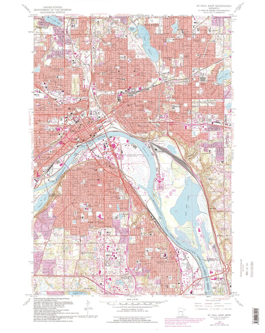 Classic USGS Saint Paul East Minnesota 7.5'x7.5' Topo Map Image