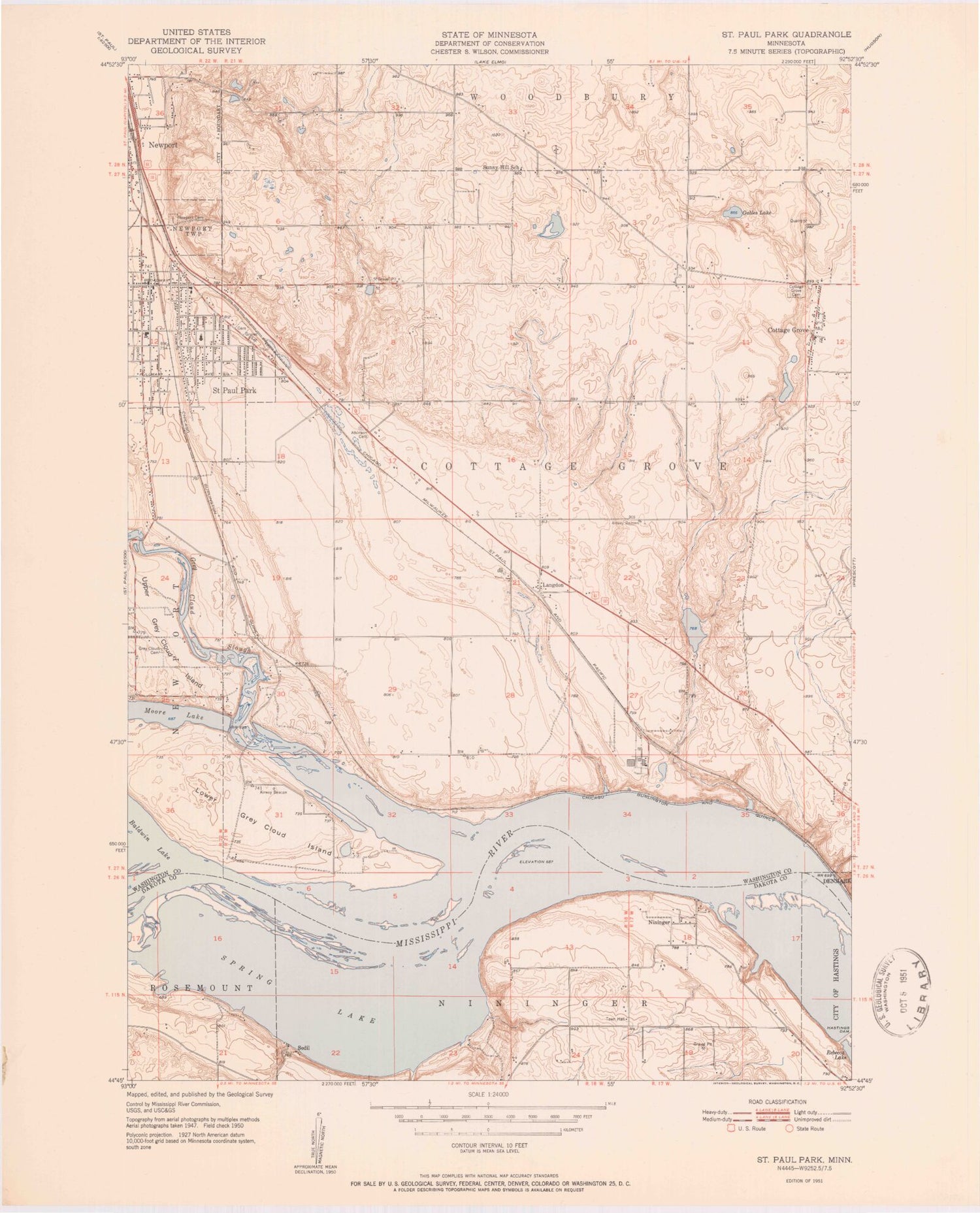 Classic USGS Saint Paul Park Minnesota 7.5'x7.5' Topo Map Image