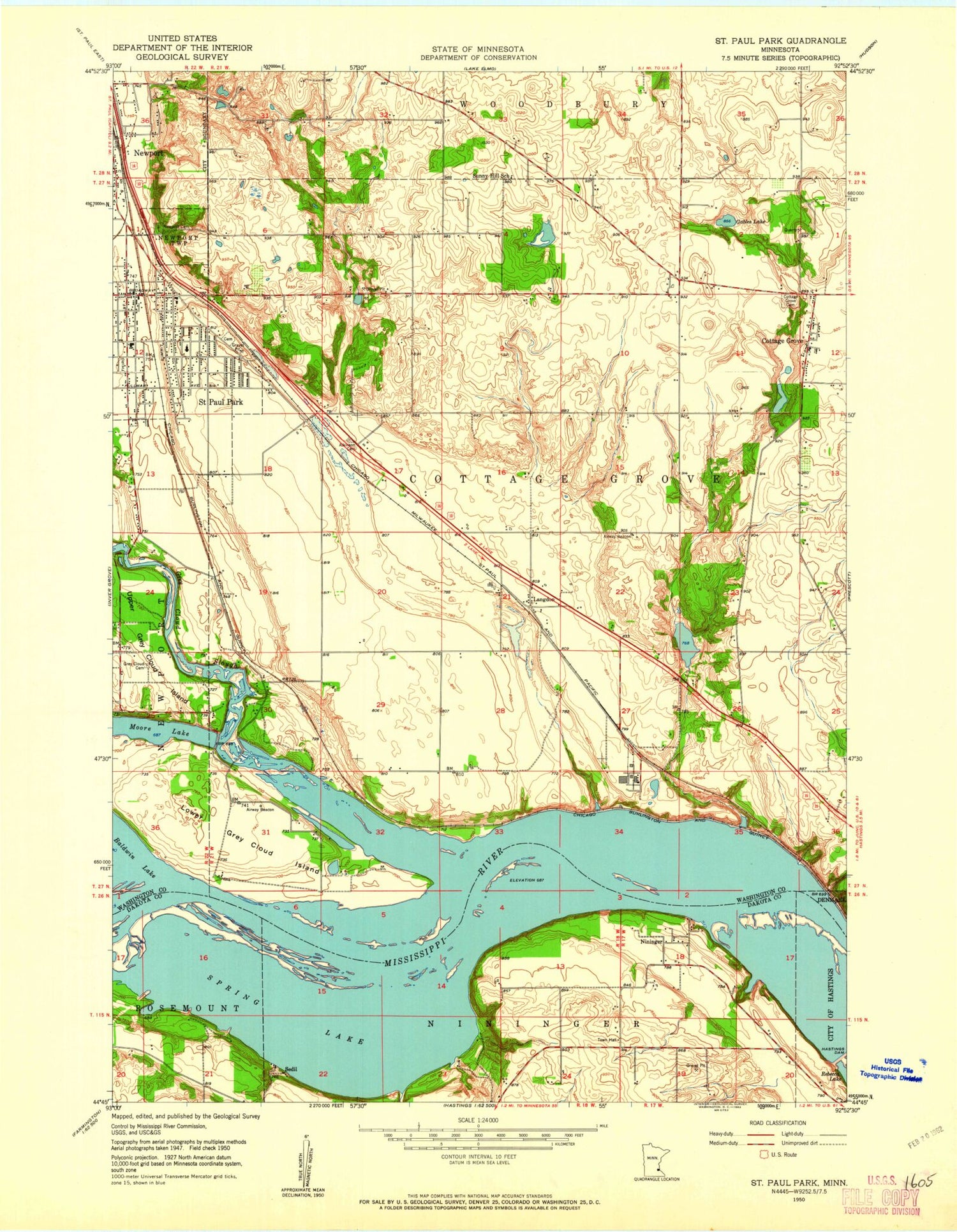 Classic USGS Saint Paul Park Minnesota 7.5'x7.5' Topo Map Image