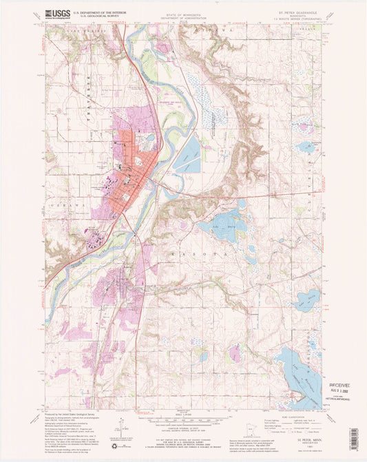 Classic USGS Saint Peter Minnesota 7.5'x7.5' Topo Map Image
