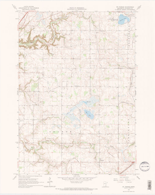 Classic USGS Saint Thomas Minnesota 7.5'x7.5' Topo Map Image