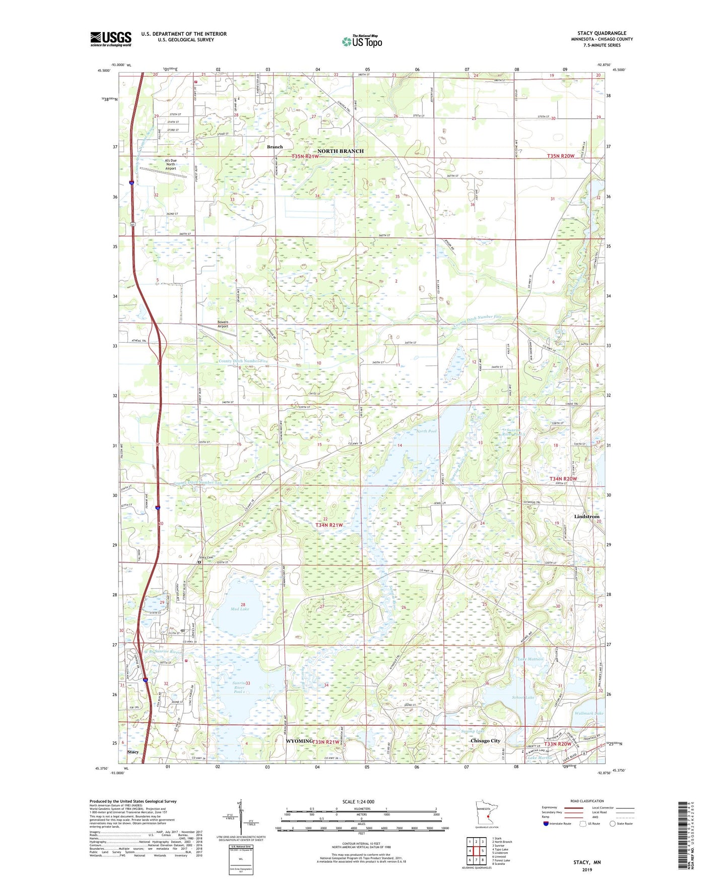 Stacy Minnesota US Topo Map Image