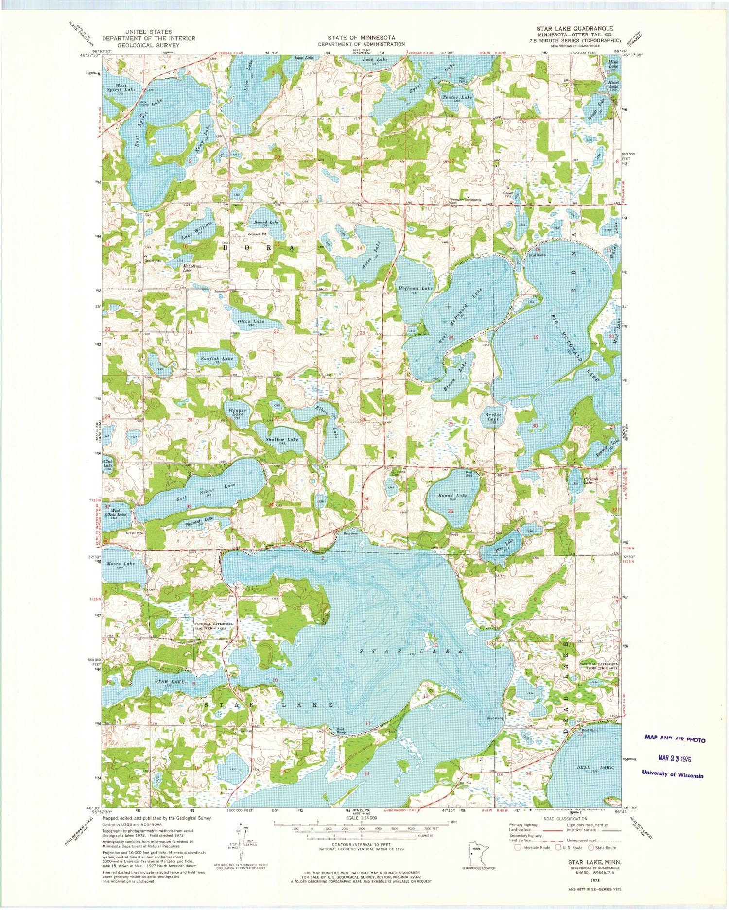 Classic USGS Star Lake Minnesota 7.5'x7.5' Topo Map Image