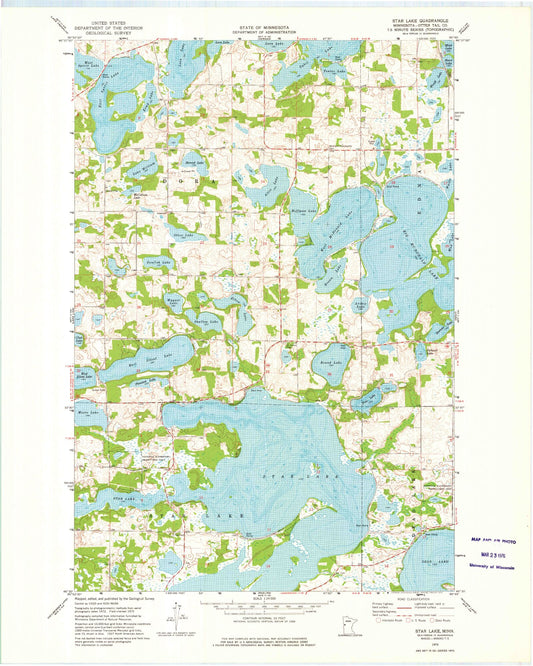 Classic USGS Star Lake Minnesota 7.5'x7.5' Topo Map Image