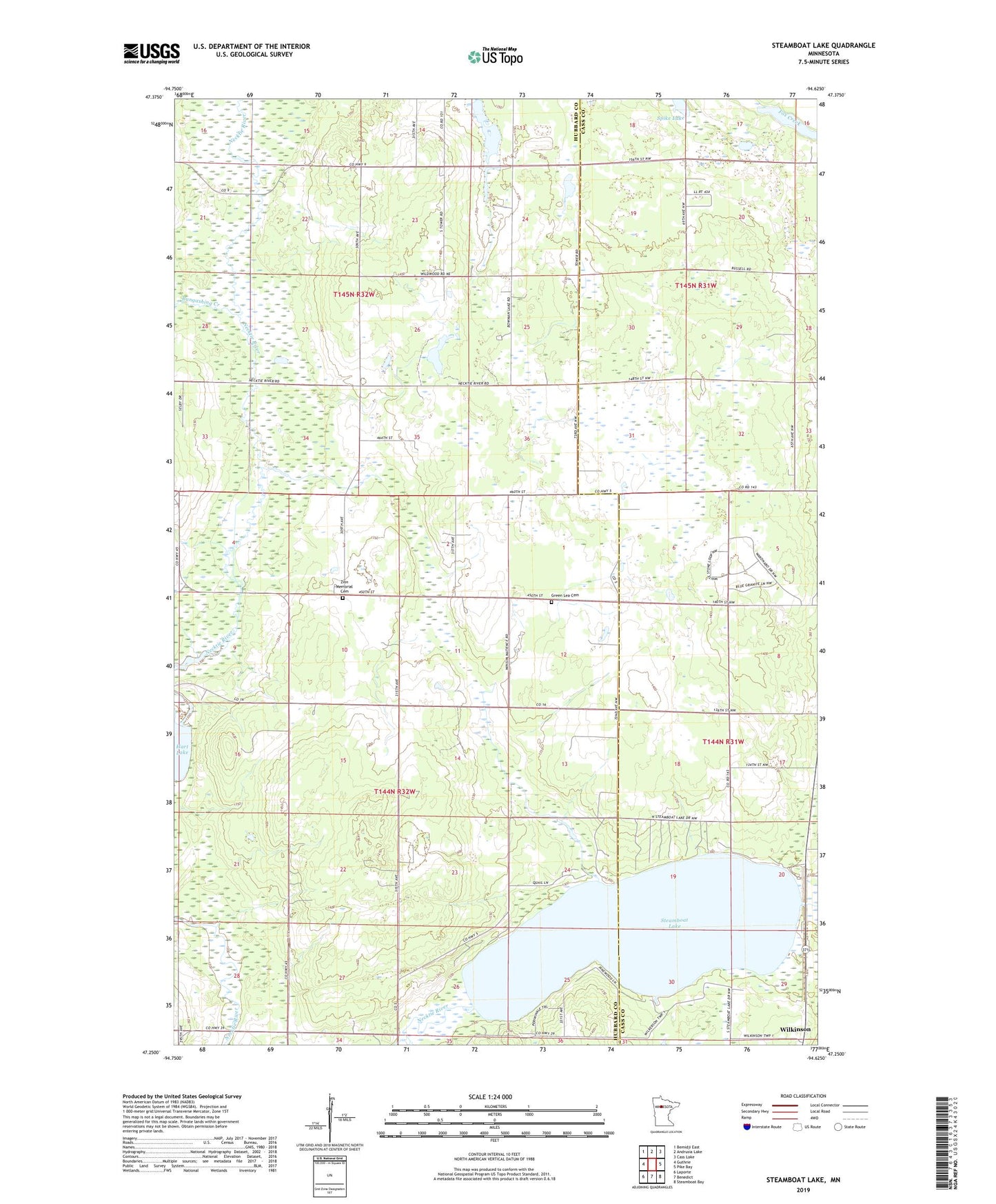Steamboat Lake Minnesota US Topo Map Image