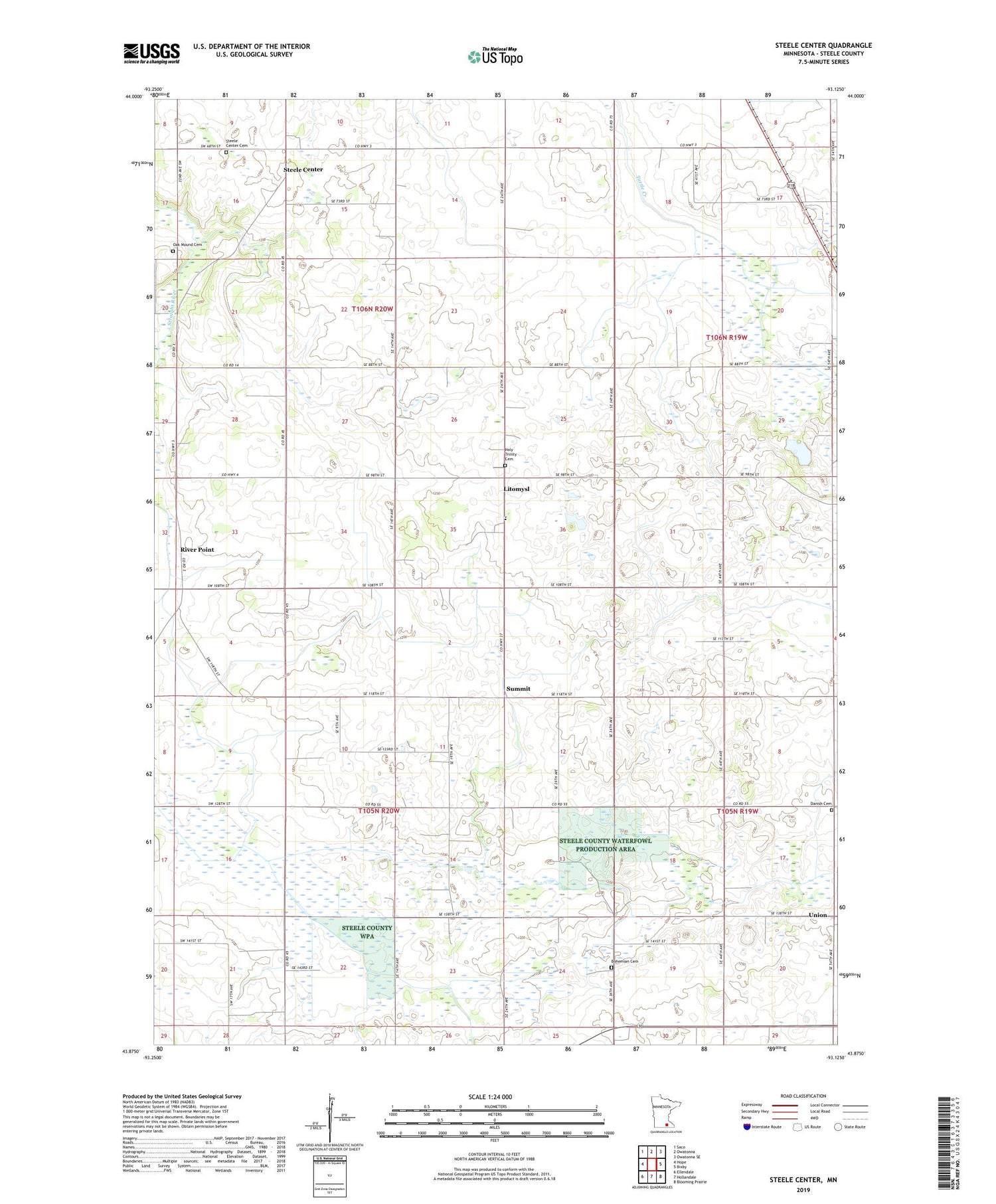 Steele Center Minnesota US Topo Map Image