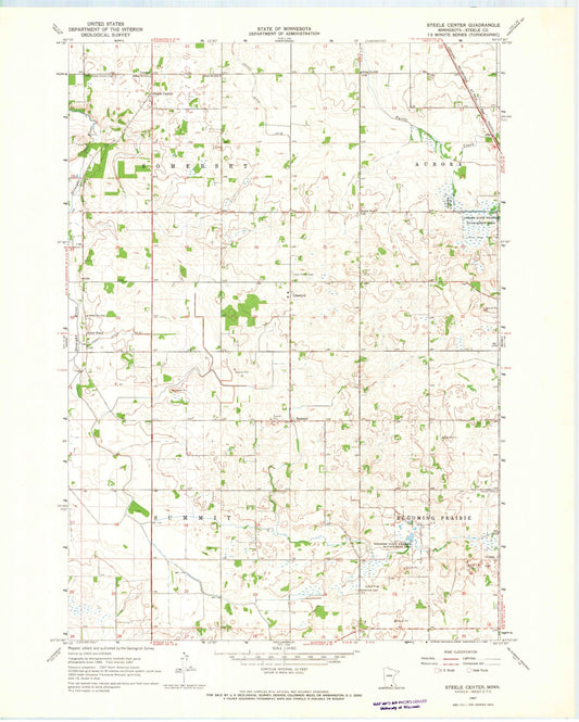 Classic USGS Steele Center Minnesota 7.5'x7.5' Topo Map Image