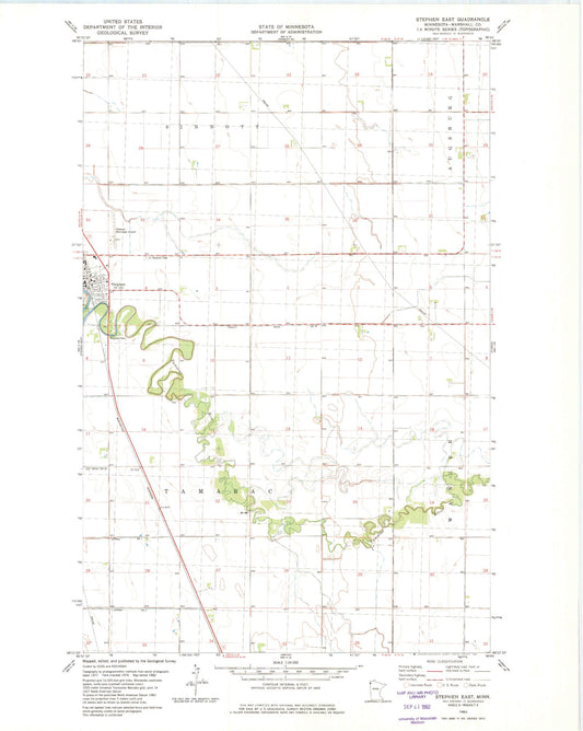 Classic USGS Stephen East Minnesota 7.5'x7.5' Topo Map Image