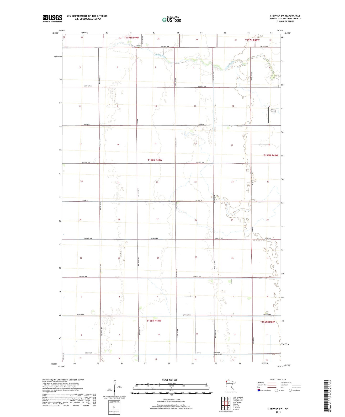 Stephen SW Minnesota US Topo Map Image