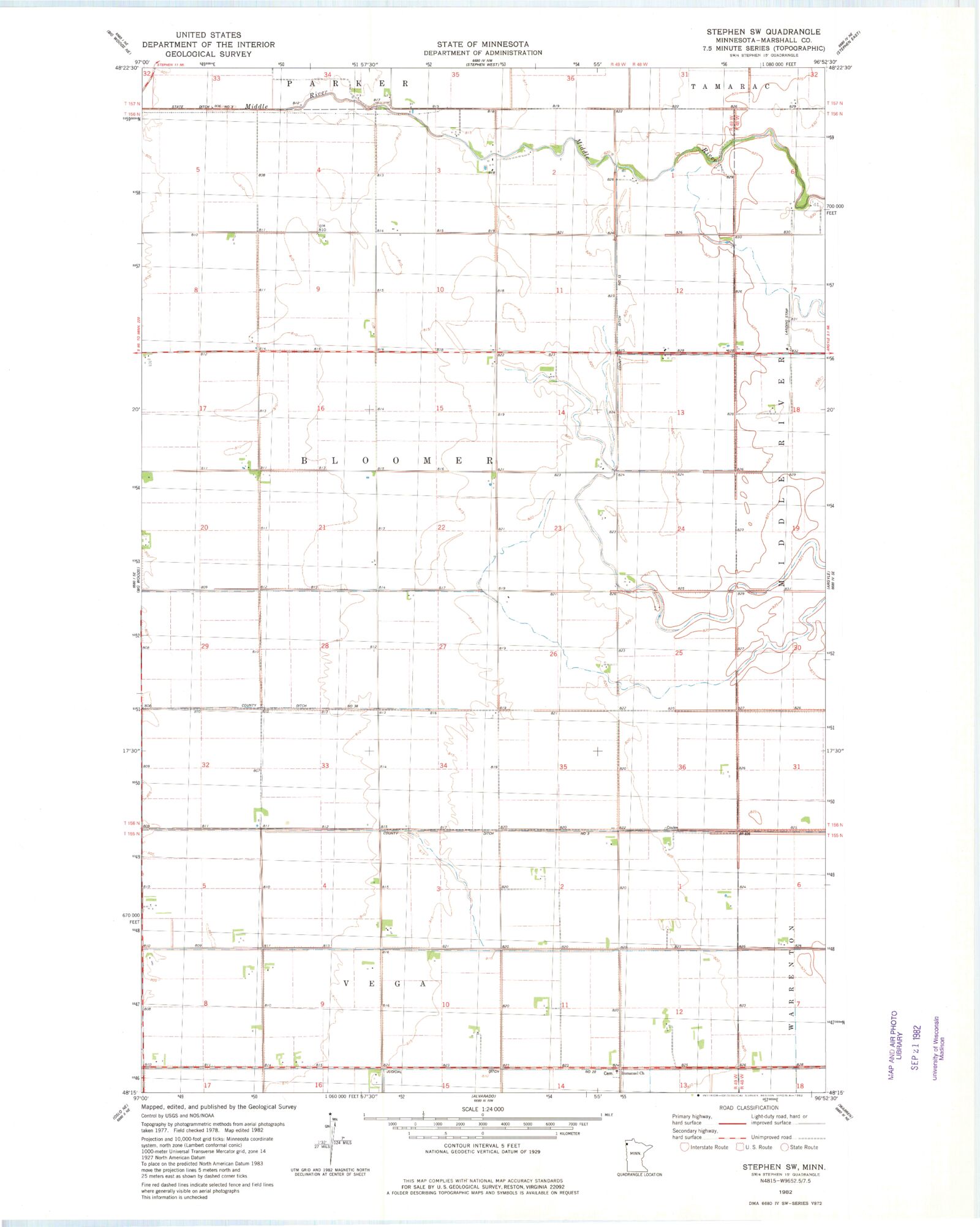 Classic USGS Stephen SW Minnesota 7.5'x7.5' Topo Map – MyTopo Map Store