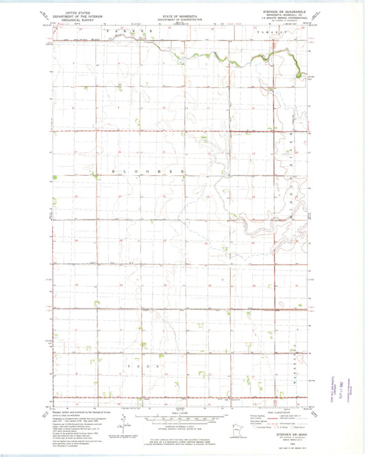 Classic USGS Stephen SW Minnesota 7.5'x7.5' Topo Map Image