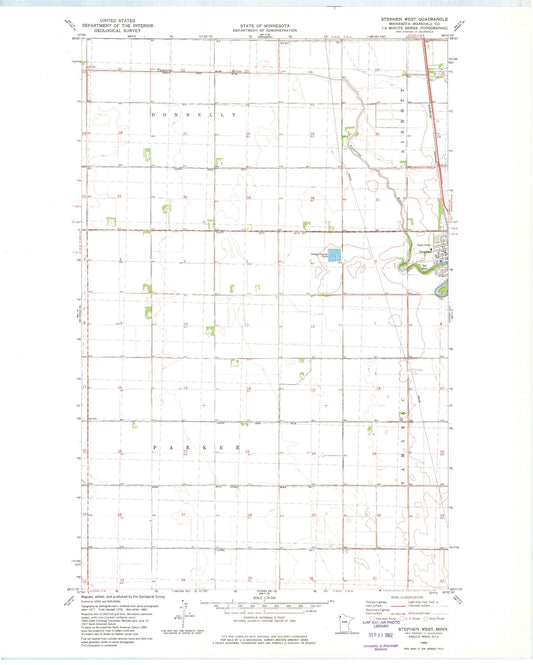 Classic USGS Stephen West Minnesota 7.5'x7.5' Topo Map Image