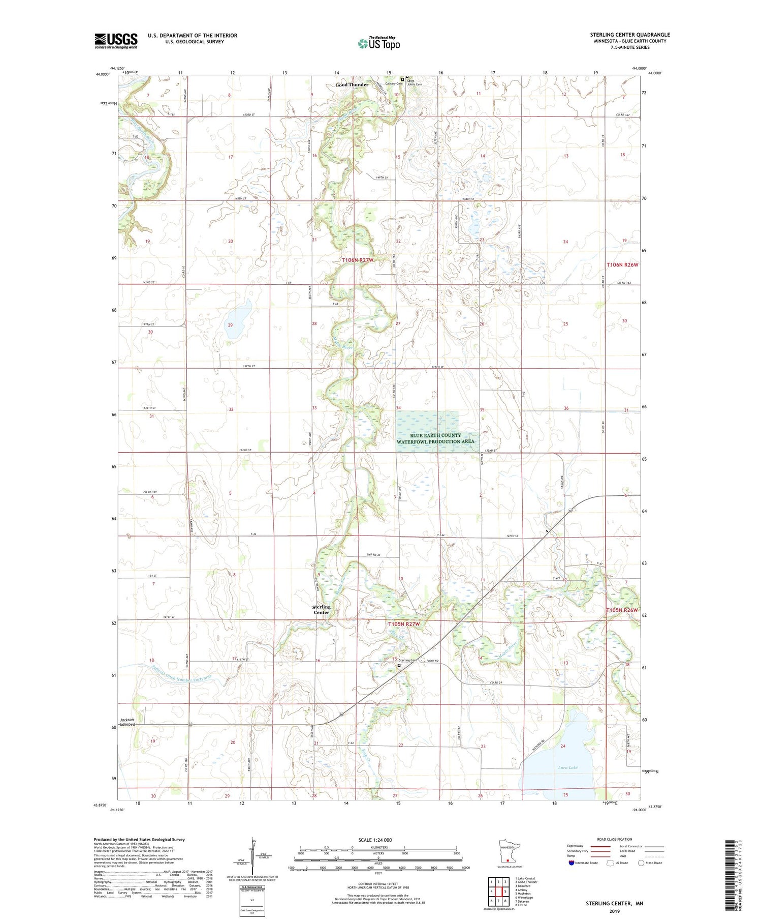 Sterling Center Minnesota US Topo Map Image