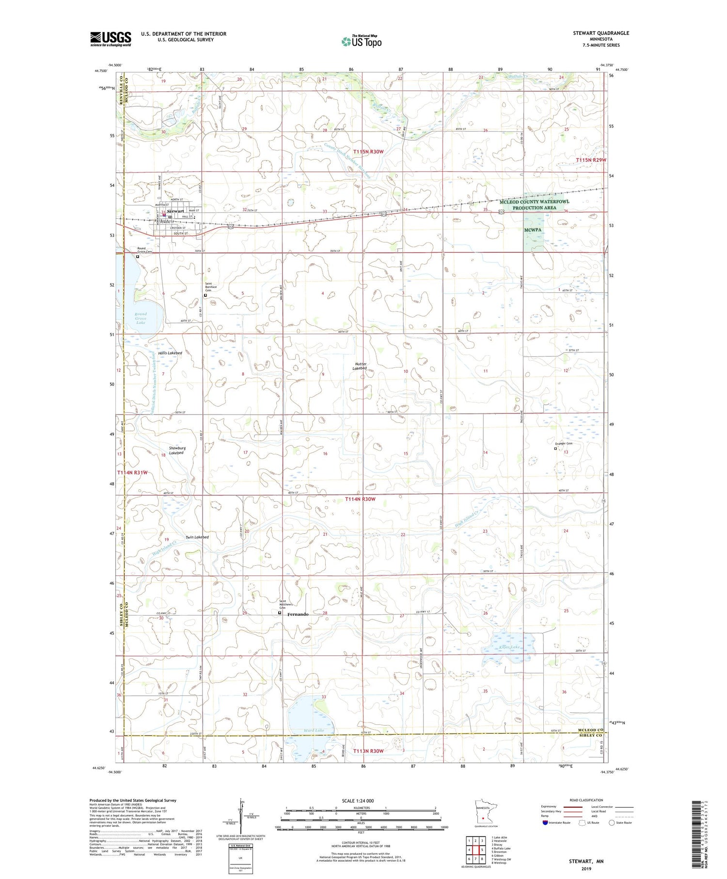 Stewart Minnesota US Topo Map Image