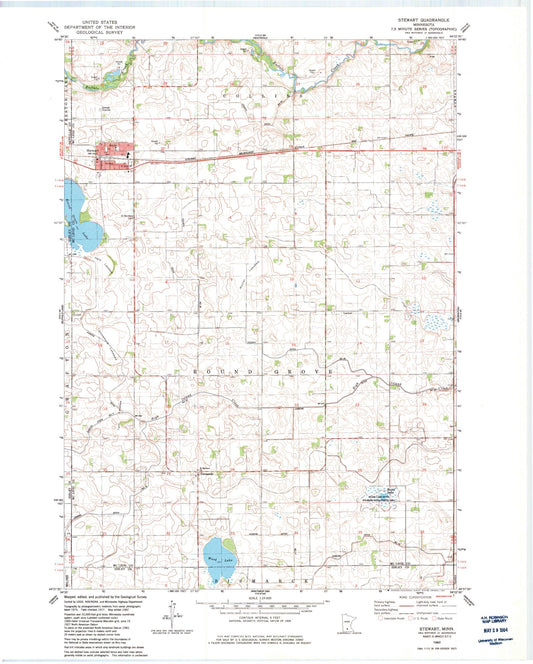Classic USGS Stewart Minnesota 7.5'x7.5' Topo Map Image