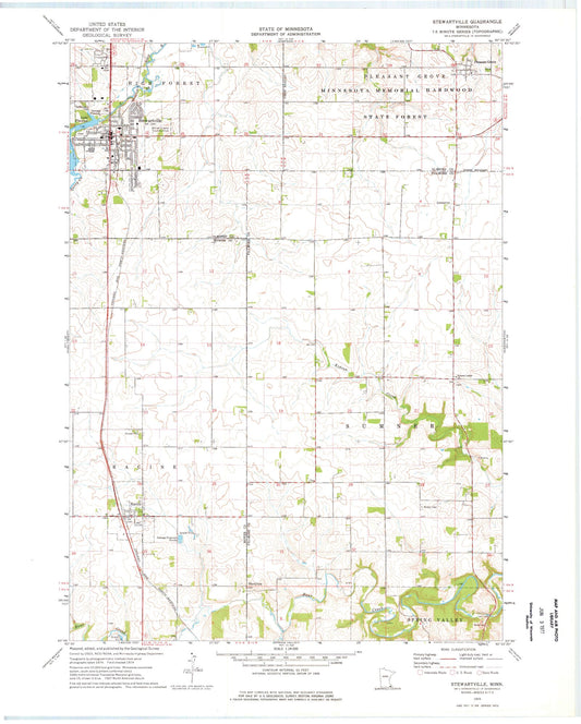 Classic USGS Stewartville Minnesota 7.5'x7.5' Topo Map Image